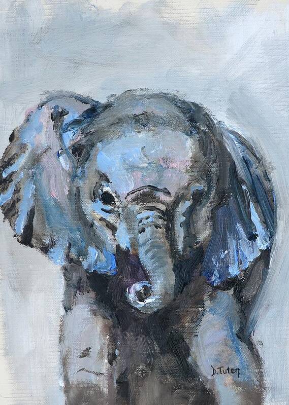 Elephant Poster featuring the painting Baby Elephant Safari Animal Painting by Donna Tuten