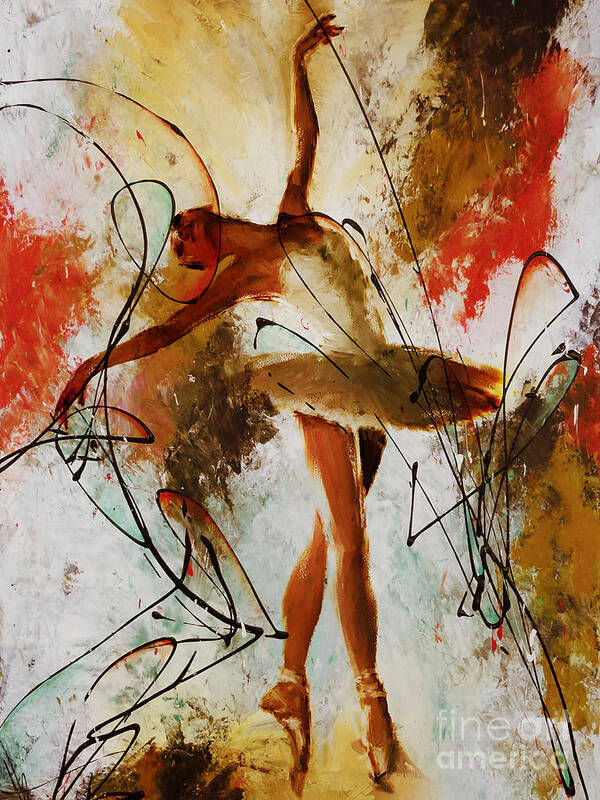 Ballerina Poster featuring the painting Ballerina Dance Original Painting 01 by Gull G