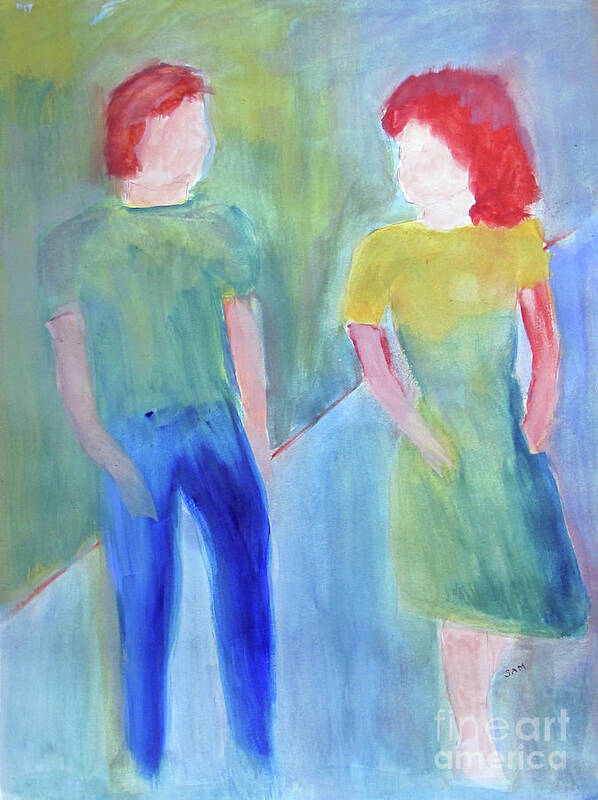 Boy Poster featuring the painting Barney and Elizabeth by Sandy McIntire