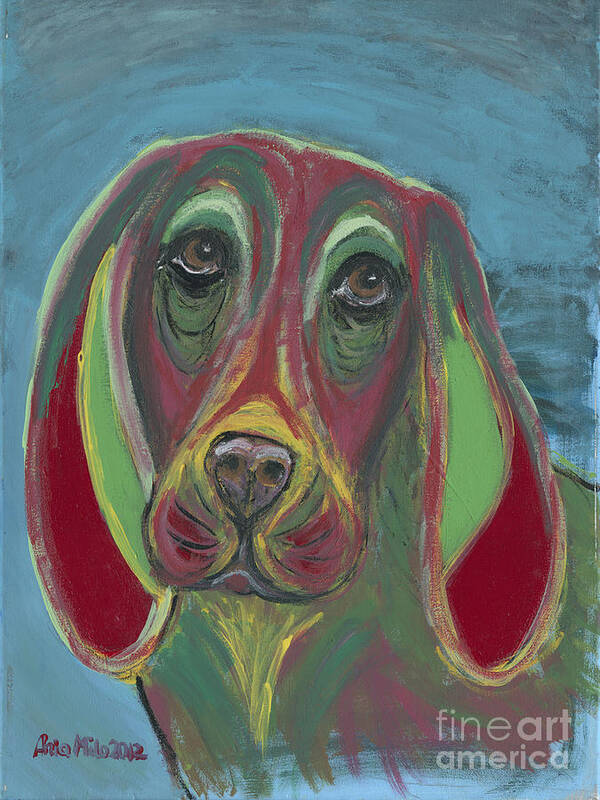 Basset Hound Poster featuring the painting Basset Hound Abstract by Ania M Milo