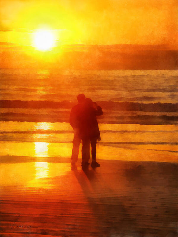 Sun Poster featuring the digital art Beach Sunrise Love by Frances Miller