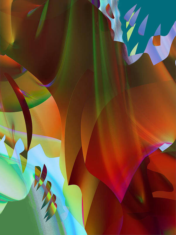 Colorful Abstract Poster featuring the digital art Behind The Curtain by Dolores Kaufman