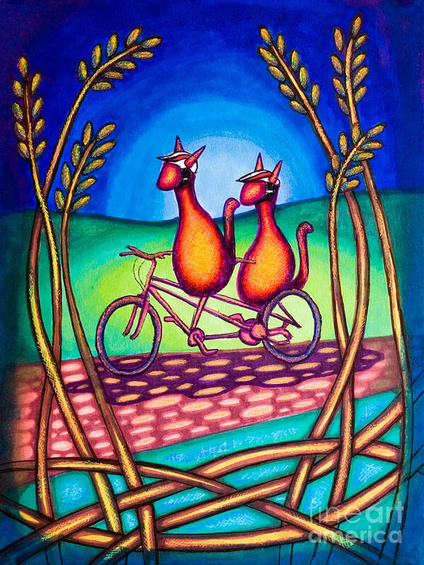 Biking Poster featuring the drawing Biker Kats by Laurie Tietjen
