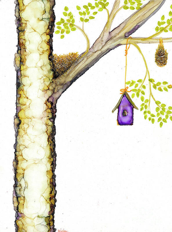 Woolyfrog Poster featuring the painting Birch Condo by Jan Killian