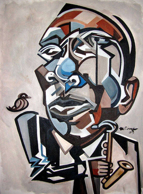 Charlie Parker Bird Saxophone Jazz Portrait Abstract Poster featuring the painting Bird Bird by Martel Chapman