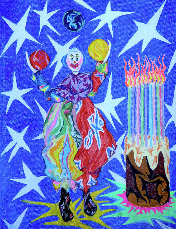 Birthday Poster featuring the painting Birthday Clown by Robert SORENSEN