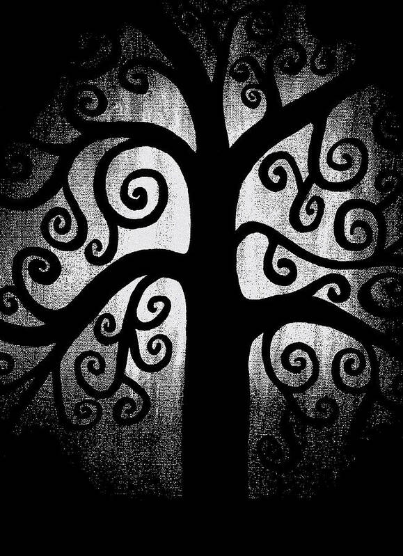 Black And White Poster featuring the painting Black and White Tree by Angelina Tamez