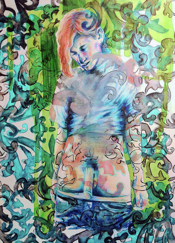 Nude Male Poster featuring the painting Blond Boy Version 3 by Rene Capone