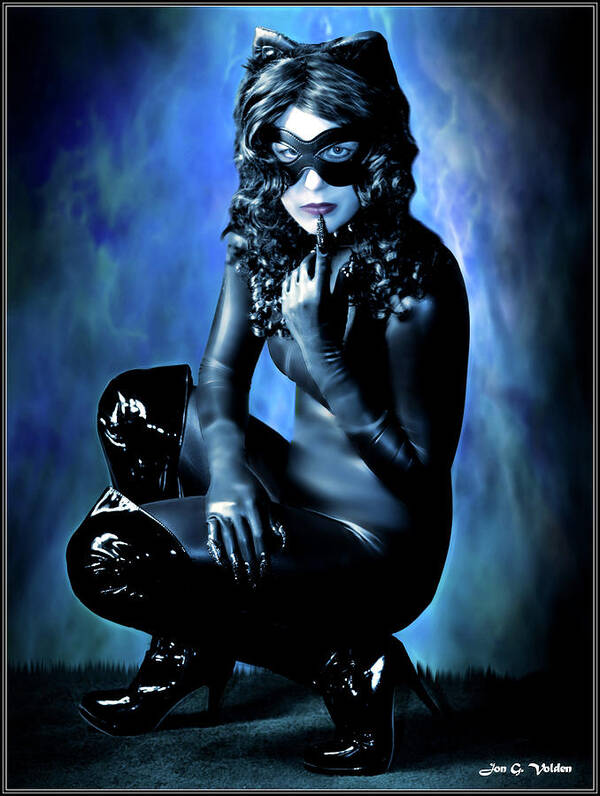 Cat Woman Poster featuring the photograph Blue Cat by Jon Volden