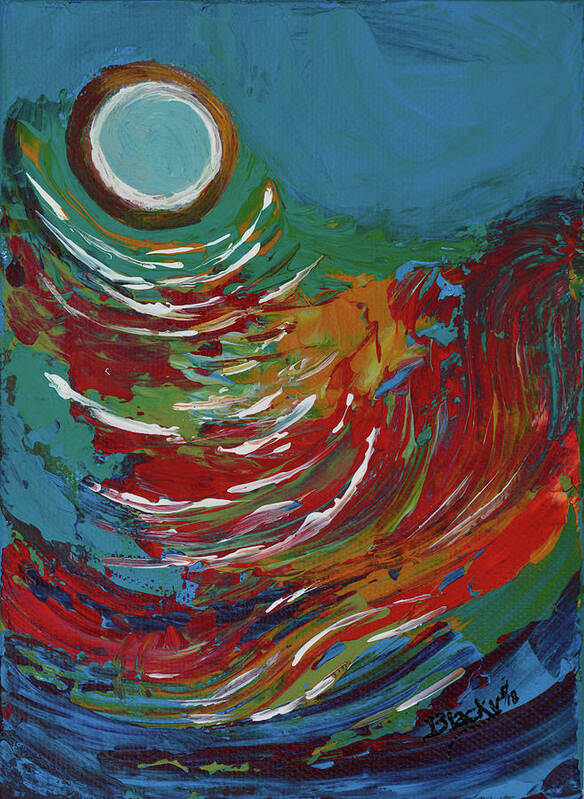 Blue Moon Painting Poster featuring the painting Blue Moon On The Water by Donna Blackhall