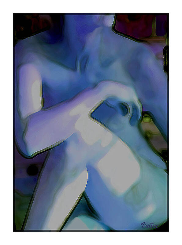 Nude Poster featuring the digital art Blue Nude by Vallee Johnson