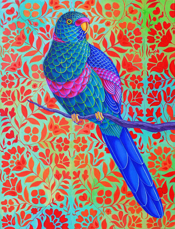Parrot Poster featuring the painting Blue Parrot by Jane Tattersfield