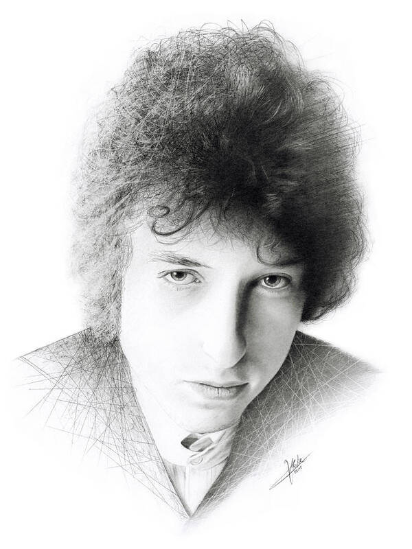 Dylan Poster featuring the drawing Bob Dylan by Christian Klute