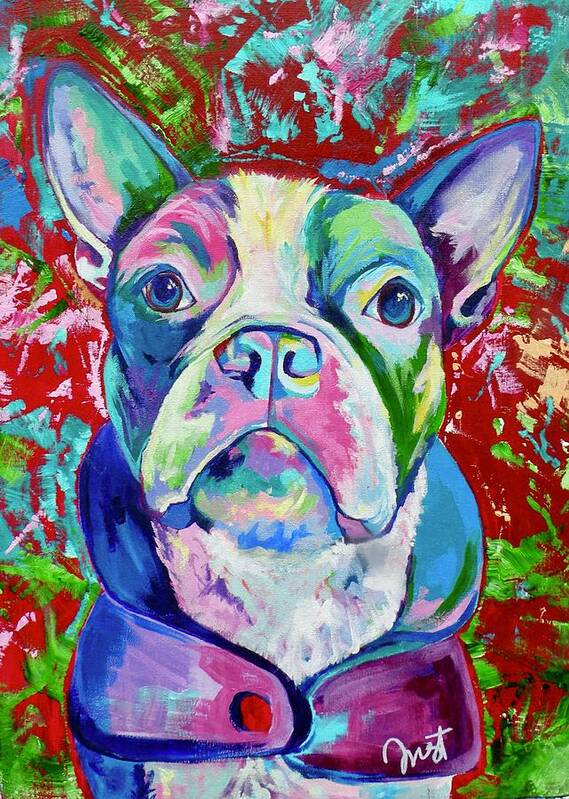  Poster featuring the painting Boston Terrier by Janice Westfall