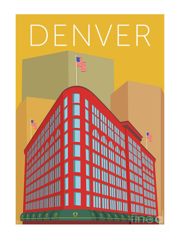 Denver Poster featuring the digital art DENVER Brown Palace/Gold by Sam Brennan