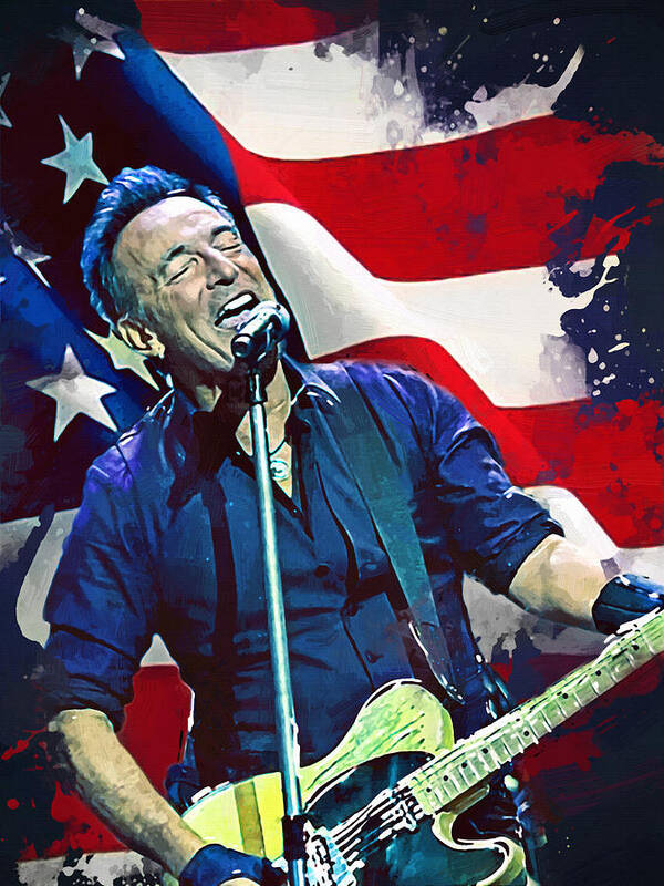 Bruce Springsteen Poster featuring the digital art Bruce Springsteen by Afterdarkness