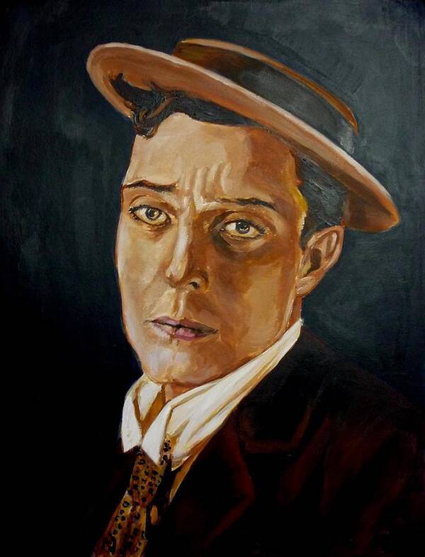Comedy Poster featuring the painting Buster Keaton tribute by Bryan Bustard