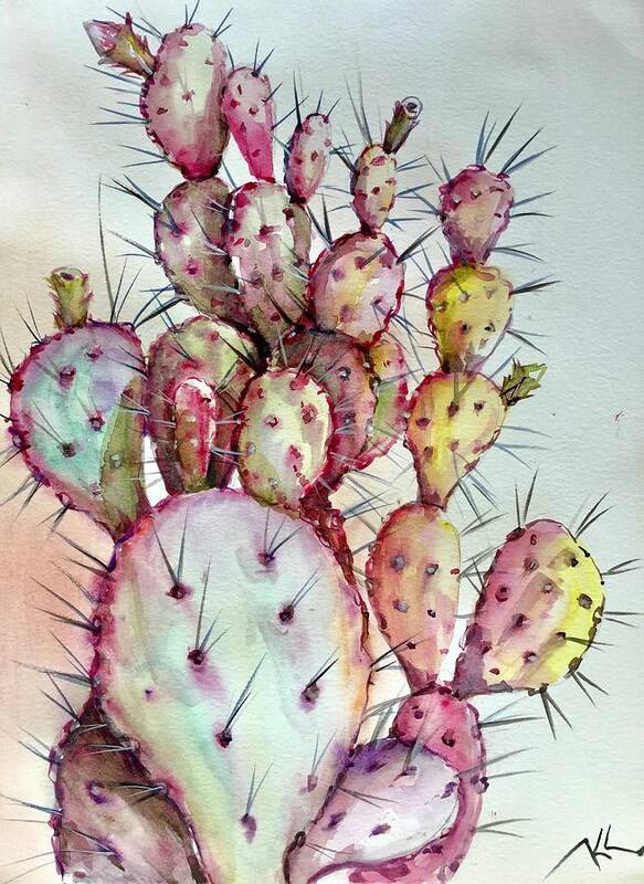Plant Poster featuring the painting Cactus by Katerina Kovatcheva