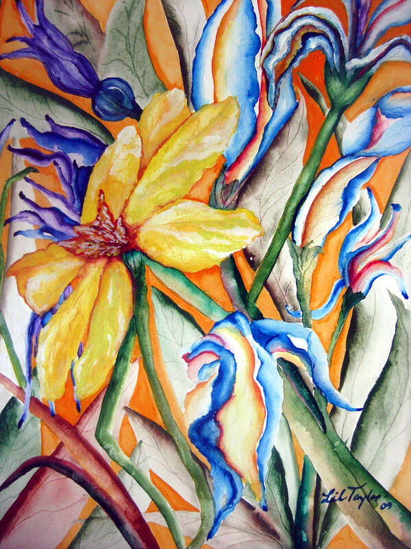 Flower Music Poster featuring the painting California Wildflowers Series I by Lil Taylor
