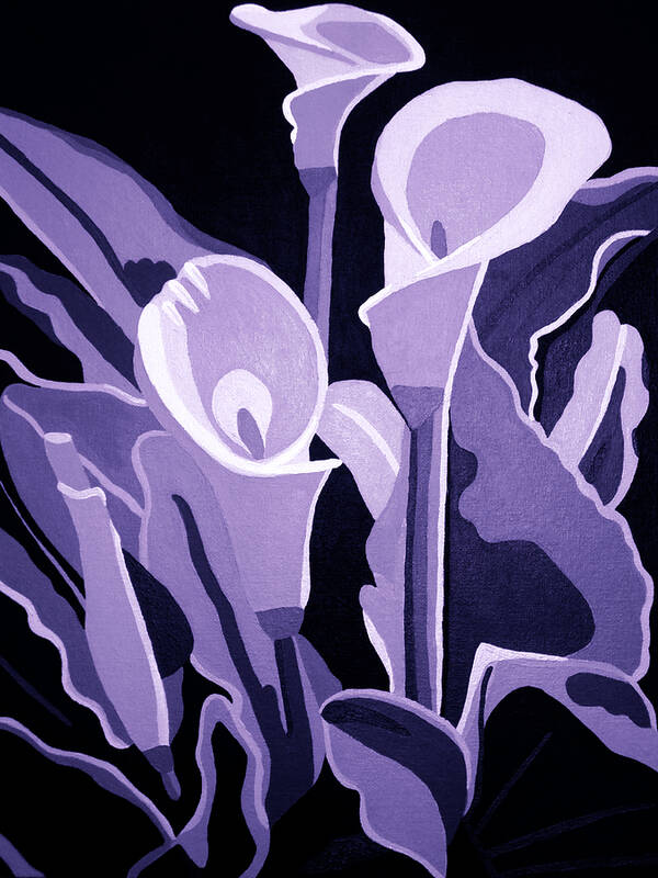 Calla Lillies Poster featuring the painting Calla Lillies Lavender by Angelina Tamez