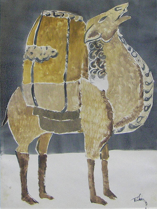 Animal Poster featuring the painting Camel Facing Right by Thomas Tribby