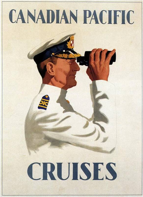 Canadian Pacific Poster featuring the mixed media Canadian Pacific - Cruises - Sailor With Binocular - Retro travel Poster - Vintage Poster by Studio Grafiikka