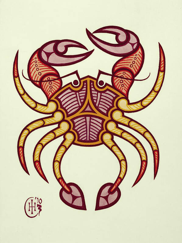 Celtic Zodiac Cancer Crab Knotwork Poster featuring the painting Cancer by Ian Herriott