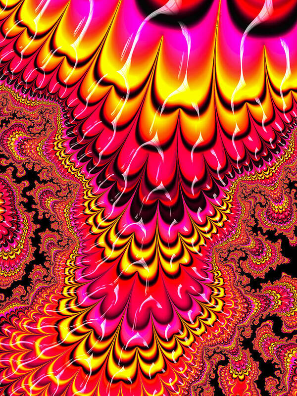 Colorful Poster featuring the digital art Candy-colored Fractal Art red yellow pink by Matthias Hauser