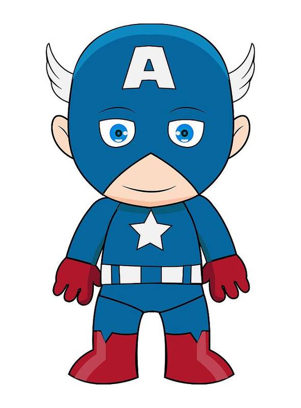 Cartoon Poster featuring the digital art Captain America by Anoop D Kulkarni