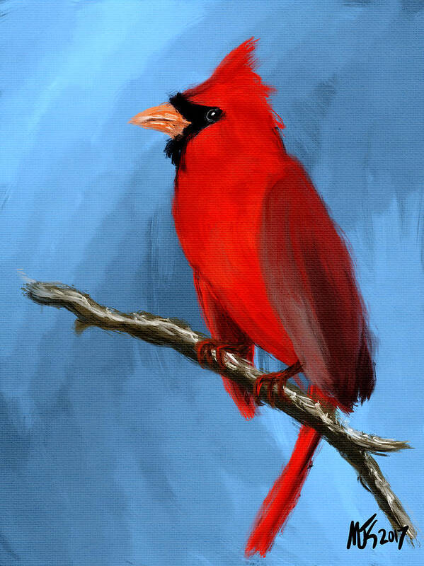 Birds Poster featuring the digital art Cardinal by Michael Kallstrom