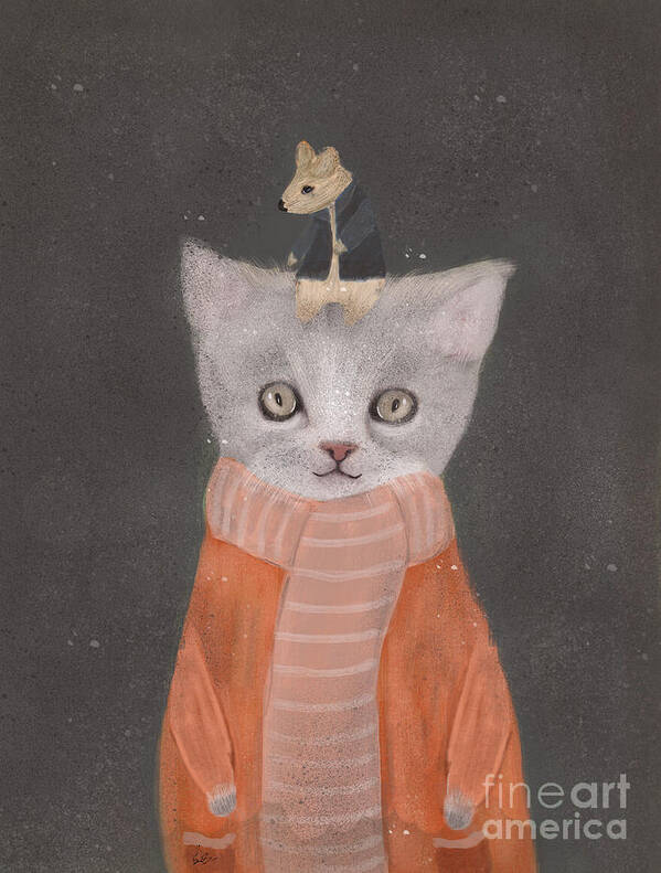 Cat Poster featuring the painting Cat And Mouse by Bri Buckley