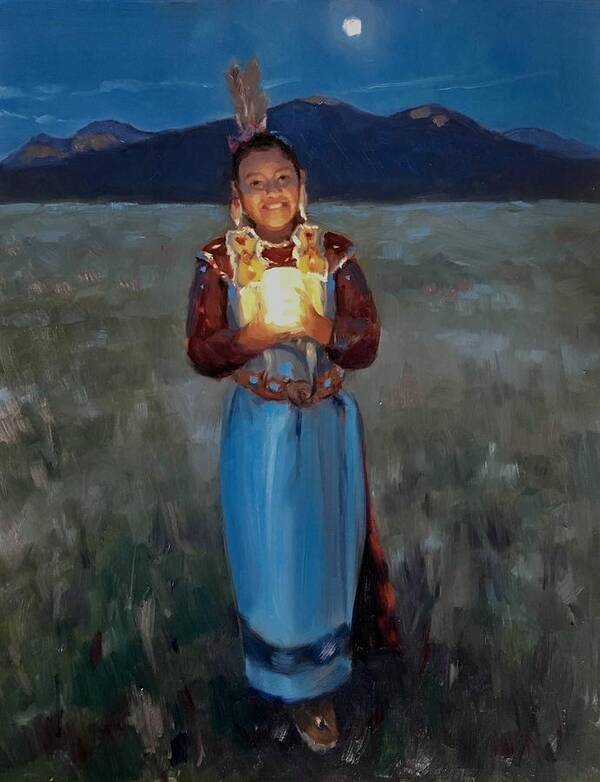 Powwow Poster featuring the painting Catching the Moon by Elizabeth Jose
