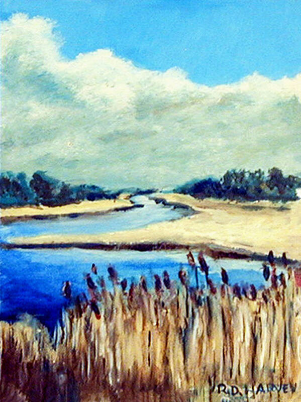 Reeds Poster featuring the painting Cattails by Robert Harvey
