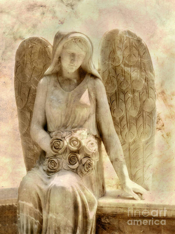 Cemetery Poster featuring the digital art Cemetery Angel Statue by Randy Steele