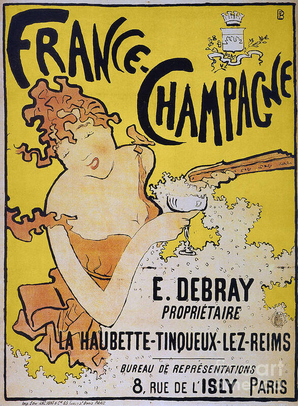 1891 Poster featuring the photograph Champagne Poster, 1891 by Granger