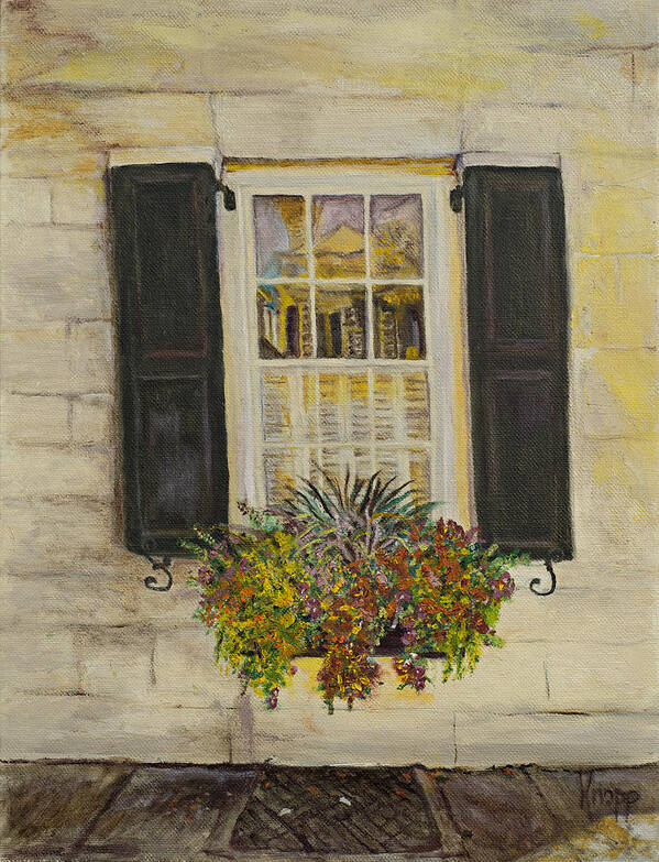 Flowers Poster featuring the painting Charleston Window by Kathy Knopp