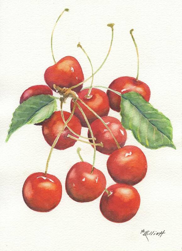 Cherries Poster featuring the painting Cherries by Marsha Elliott