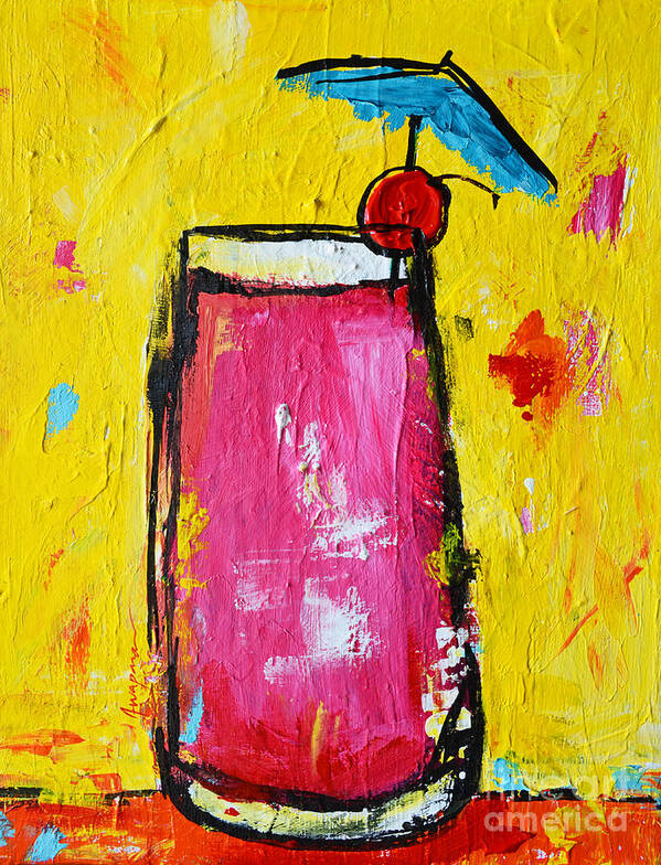 Cherry Blossom Tropical Drink Acrylic Painting Poster featuring the painting Cherry Blossom - Tropical Drink by Patricia Awapara