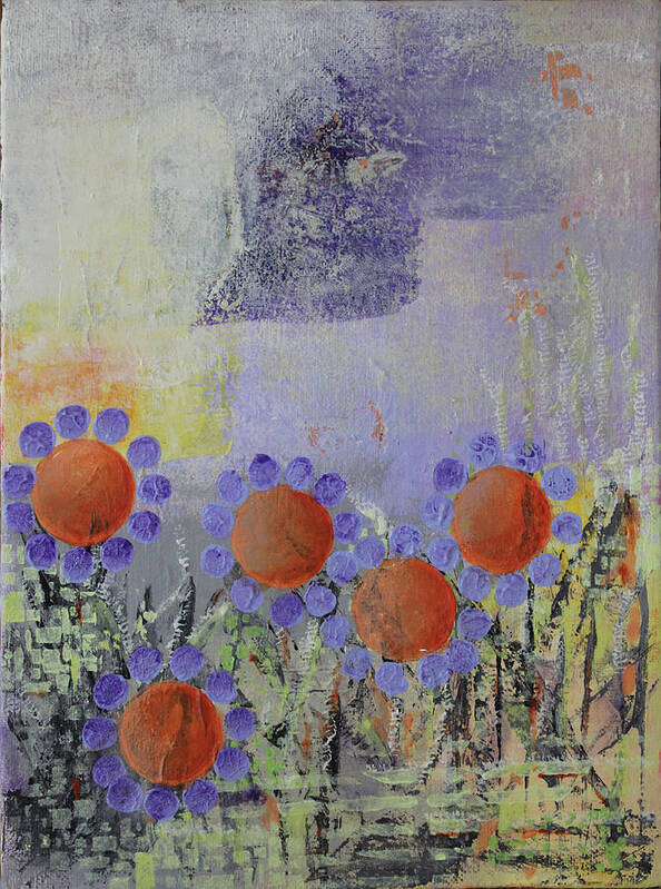 Circles Poster featuring the painting Cheery Flowers by April Burton