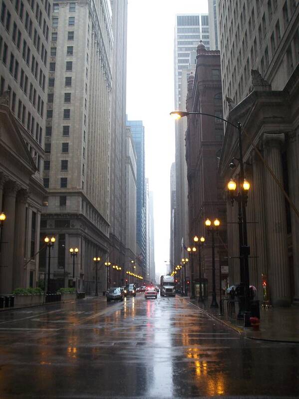 Chicago Poster featuring the photograph Chicago in the rain 2 by Anita Burgermeister