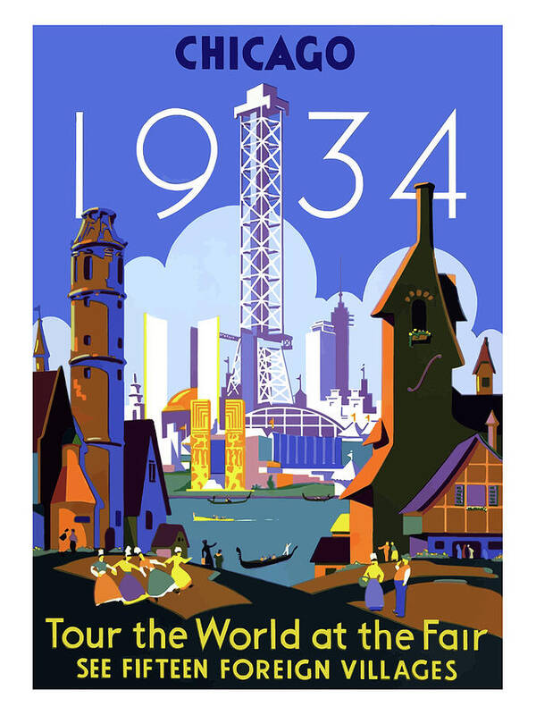 Chicago Poster featuring the painting Chicago, world fair, vintage travel poster by Long Shot