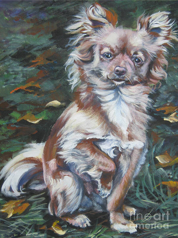 Chihuahua Poster featuring the painting Chihuahua long haired by Lee Ann Shepard