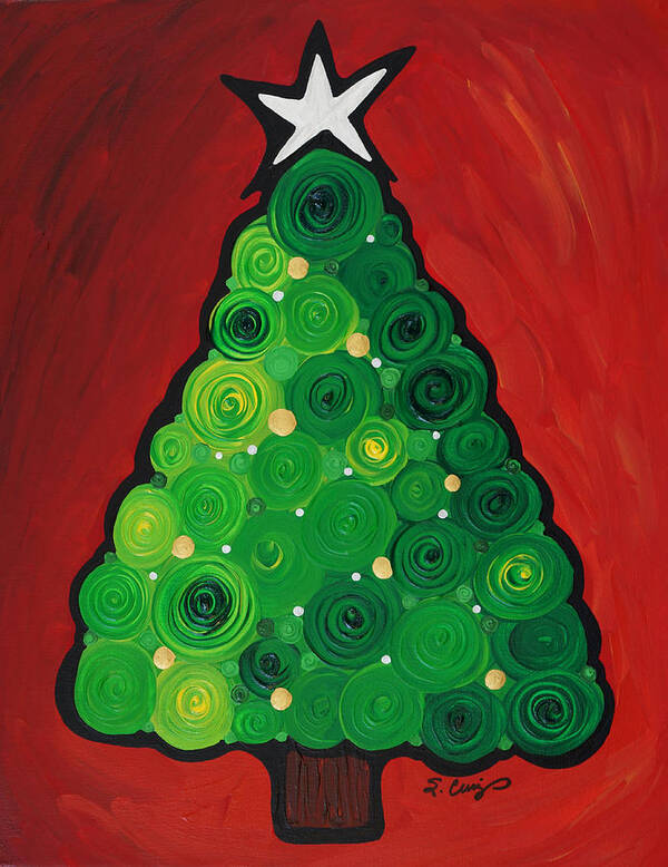 Christmas Poster featuring the painting Christmas Tree Twinkle by Sharon Cummings