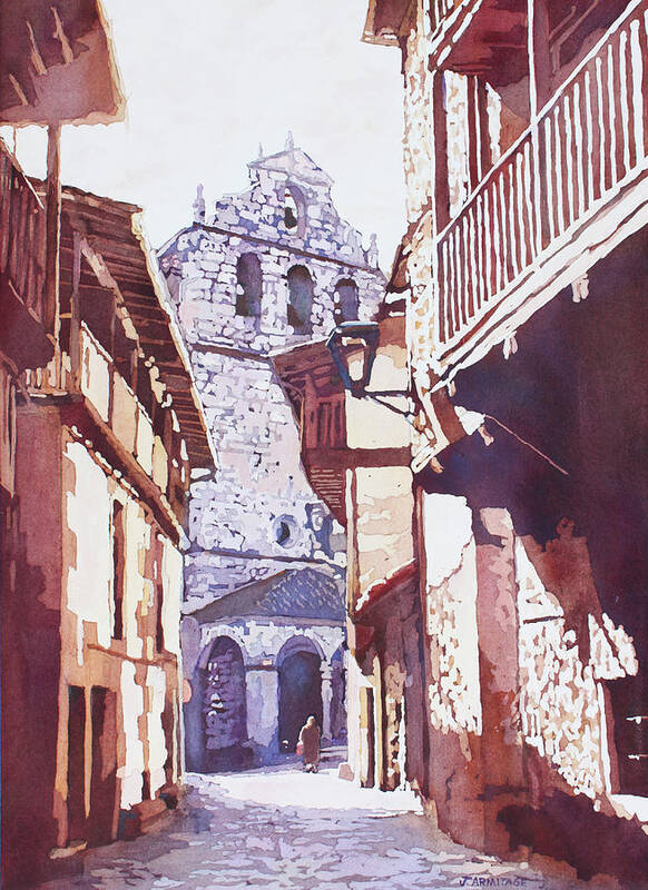 San Martín De Trevejo Poster featuring the painting Church in Saint Martin by Jenny Armitage