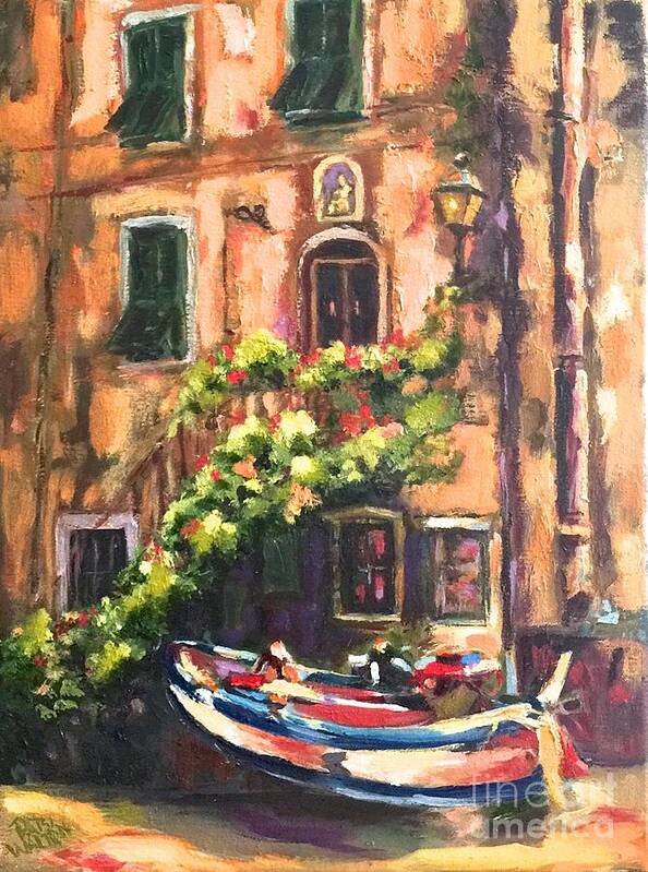Italy Poster featuring the painting Cinque Terra Taxi by Patsy Walton
