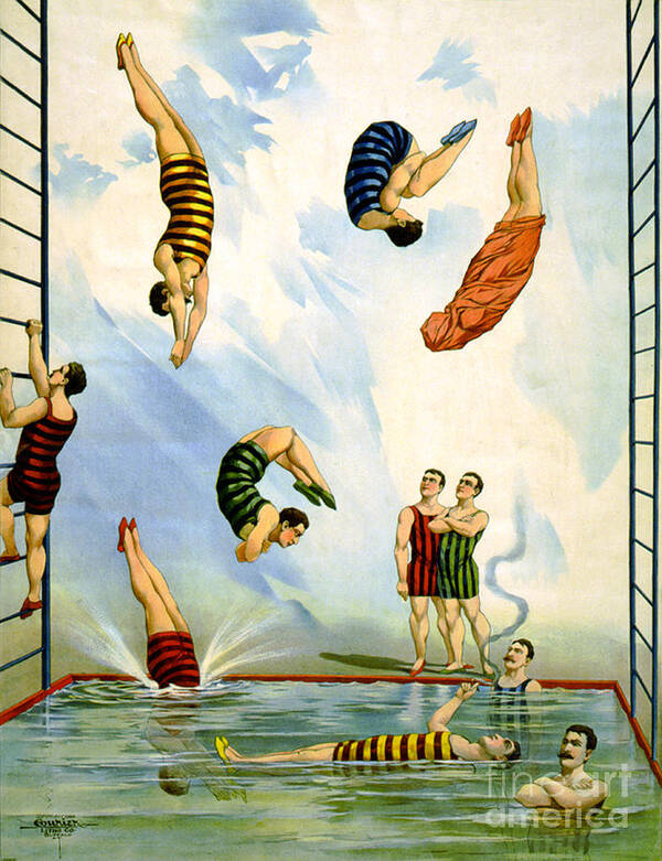 Entertainment Poster featuring the photograph Circus Diving Act, 1898 by Science Source