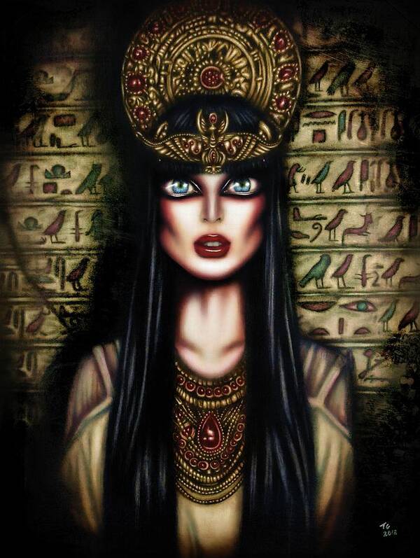 White Poster featuring the painting Cleopatra Painting by Tiago Azevedo Pop Surrealism Art by Tiago Azevedo