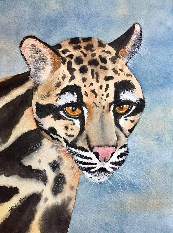 Clouded Leopard Poster featuring the painting Clouded Leopard-Malee by Lyn DeLano