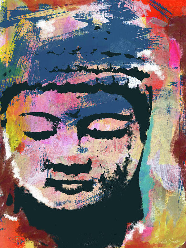 Buddha Poster featuring the mixed media Colorful Buddha 1- Art by Linda Woods by Linda Woods