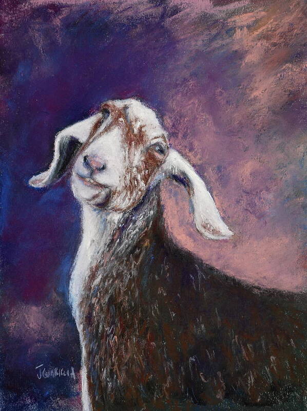 Goat Poster featuring the pastel Contented Billy Goat by Joyce Guariglia